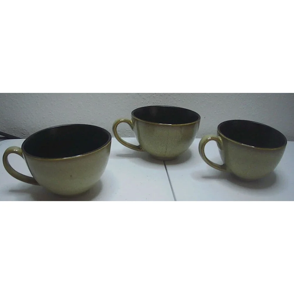 Pier 1 Kioko Set Lot of 3 Speckled Golden Flower Stoneware 2.5